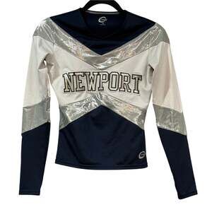 VINTAGE 90s Chasse Cheerleader Costume Women's S Newport Harbor Sailors Top Navy
